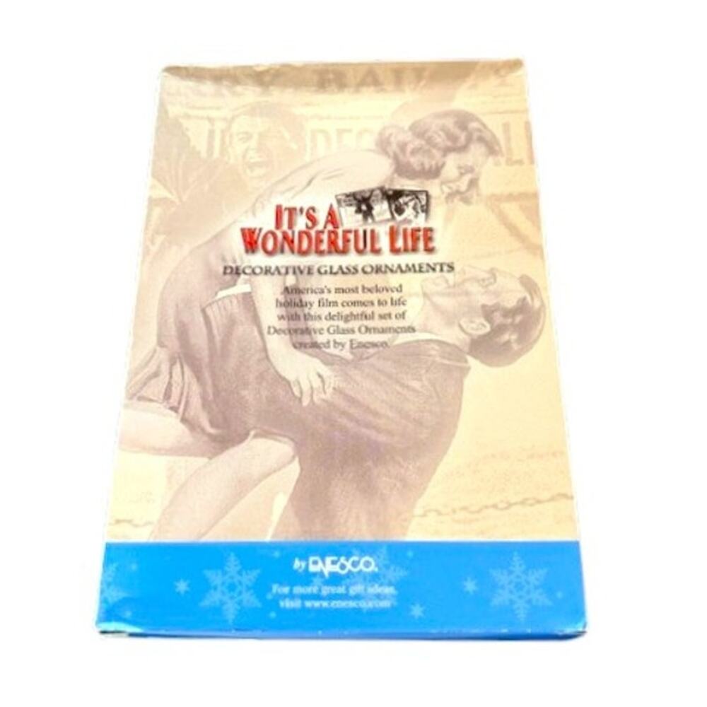VTG Enesco It's A Wonderful Life Decorative Glass Ornament Set 4 NIB Christmas - Picture 4 of 5